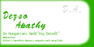 dezso apathy business card